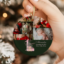 Pink Green Baby First Christmas オーナメント