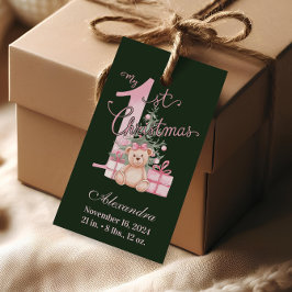 Pink Green Baby First Christmas ギフトタグ