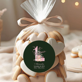 Pink Green Baby First Christmas ラウンドシール