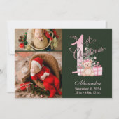 Pink Green Baby First Christmas 2 Photo   シーズンカード (正面)