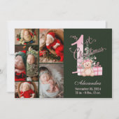 Pink Green Baby First Christmas 6 Photo   シーズンカード (正面)
