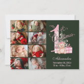 Pink Green Baby First Christmas 8 Photo   シーズンカード (正面)