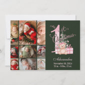 Pink Green Baby First Christmas 9 Photo   シーズンカード (正面)