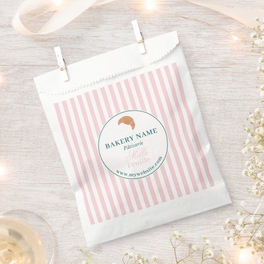 Pink Green Bakery Logo Product Packaging Bag フェイバーバッグ (クリップ留めされた状態)