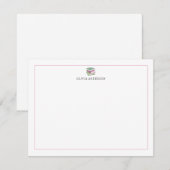 Pink Green Books Border Personalized Stationery ノートカード (正面/裏面)