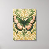 Pink & Green Butterfly Stretched Canvas Print キャンバスプリント (正面)