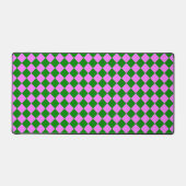 Pink Green Checker Diamond Pattern デスクマット (正面)