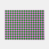 Pink Green Checker Diamond Pattern ドアマット (正面)