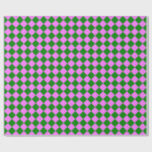 Pink Green Checker Diamond Pattern ラッピングペーパー (フラット)