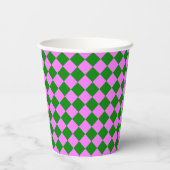 Pink Green Checker Diamond Pattern 紙コップ (裏面)