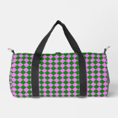 Pink Green Checker Diamond Pattern Small ダッフルバッグ (正面)