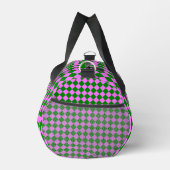 Pink Green Checker Diamond Pattern Small ダッフルバッグ (右)