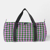 Pink Green Checker Diamond Pattern Small ダッフルバッグ (裏面)