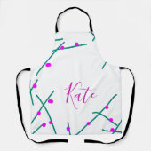 Pink green cherry tree name boho retro rustic bold エプロン (正面)