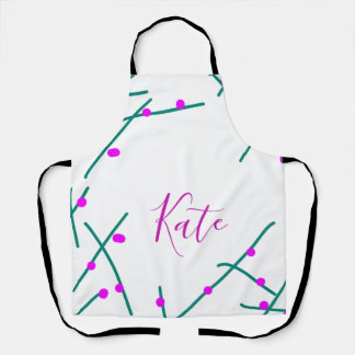 Pink green cherry tree name boho retro rustic bold エプロン