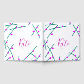 Pink green cherry tree name boho retro rustic bold ゲストブック (全面)