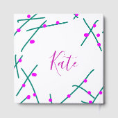 Pink green cherry tree name boho retro rustic bold ゲストブック (裏面)