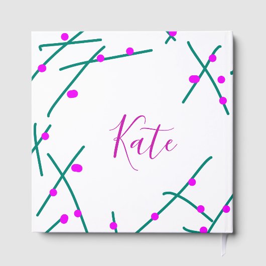 Pink green cherry tree name boho retro rustic bold ゲストブック (裏面)