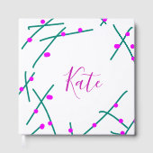 Pink green cherry tree name boho retro rustic bold ゲストブック (正面)