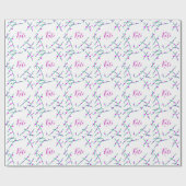 Pink green cherry tree name boho retro rustic bold ラッピングペーパー (フラット)