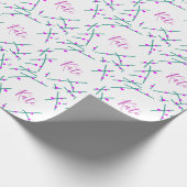 Pink green cherry tree name boho retro rustic bold ラッピングペーパー (角)