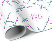 Pink green cherry tree name boho retro rustic bold ラッピングペーパー (ロールコーナー)