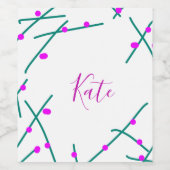 Pink green cherry tree name boho retro rustic bold ワインラベル (シングルラベル)