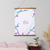 Pink green cherry tree name boho retro rustic bold 吊り下げ型タペストリー (寝室)