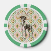 Pink Green Chihuahua Dog ポーカーチップ (正面)