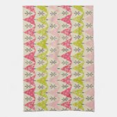 Pink & green Christmas trees. キッチンタオル (縦)
