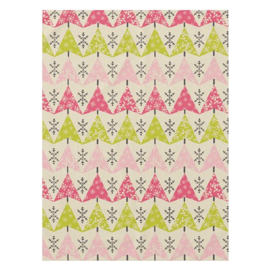 Pink & green Christmas trees. テーブルクロス (正面)