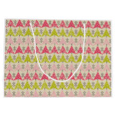 Pink & green Christmas trees ラージペーパーバッグ (裏面)
