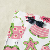 Pink & Green Coquette Summer Beach Vacation ビーチタオル (インサイチュ)