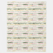 Pink Green Cream Stripes Birthday フリースブランケット (正面)