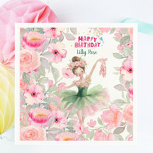 Pink & Green Custom Ballerina Birthday 