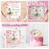 Pink & Green Custom Ballerina Birthday スタンダードカクテルナプキン