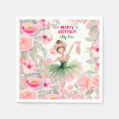 Pink & Green Custom Ballerina Birthday スタンダードカクテルナプキン (正面)