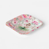 Pink & Green Custom Ballerina Birthday  ペーパープレート (傾斜あり)