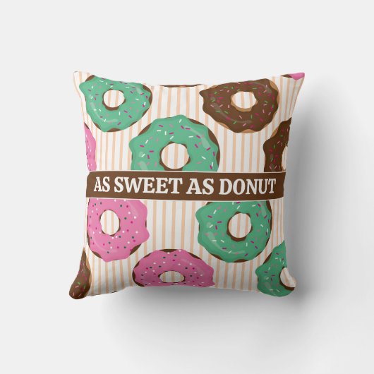 Pink & Green Donut Throw Pillow クッション (裏面)