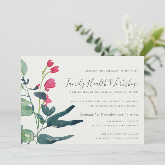 PINK GREEN FAUNA EUCALYPTUS WREATH WORKSHOP EVENT 招待状 (スタンド正面)