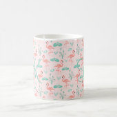 Pink Green Flamingo Monogram Tropical Birds コーヒーマグカップ (中央)