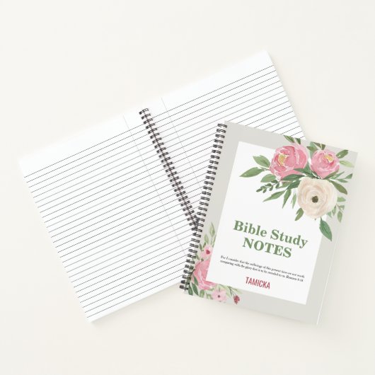 Pink Green Floral Bible Study Personalized ノートブック (内部)