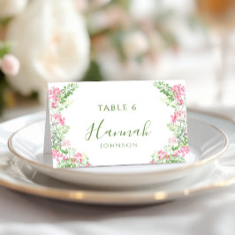 Pink Green Floral Bridal Shower Place Cards テーブルナンバー