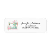 Pink Green Floral Sewing Machine Address Label ラベル (正面)