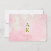 Pink Green Floral Summer Watercolor QRcode Wedding 出欠カード (裏面)