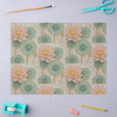 Pink & Green Floral Tissue Paper 薄葉紙 (クラフト)