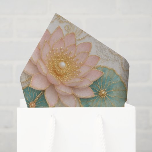 Pink & Green Floral Tissue Paper 薄葉紙 (ギフトバッグ)