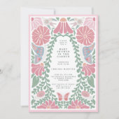 Pink green Garden Baby Shower Invitation  招待状 (正面)