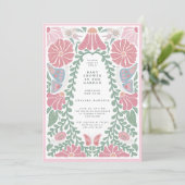 Pink green Garden Baby Shower Invitation  招待状 (スタンド正面)