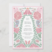 Pink green Garden Bridal Shower Invitation  招待状 (正面)